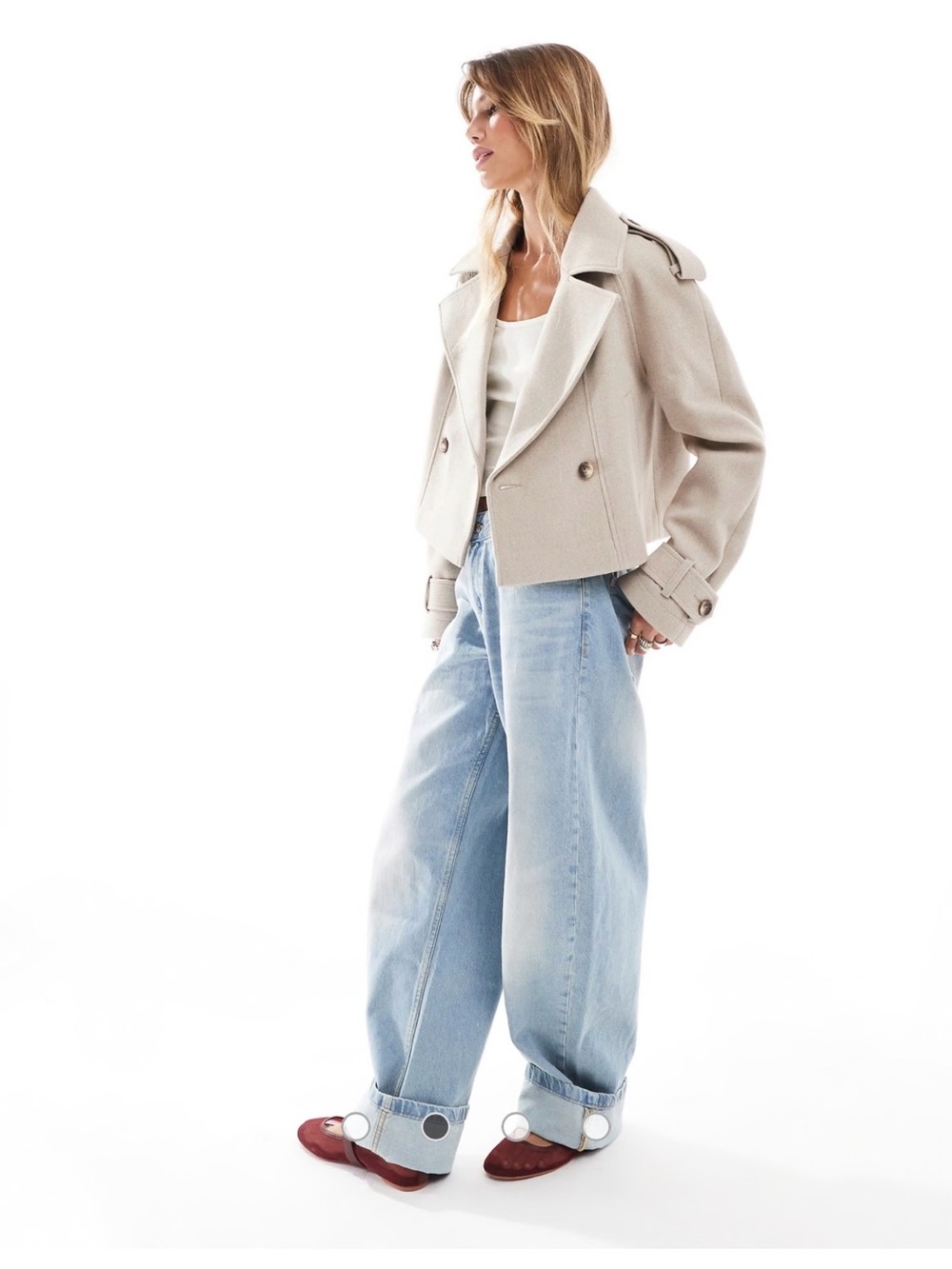 ASOS Tailored Double-Breasted Trench Jacket - Oatmeal - Picture 2 of 8